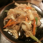 なすび - 「松」定食1000円の豚団子と豆腐の野菜あんかけ