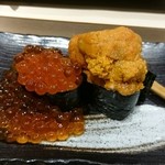 神田江戸ッ子寿司 - セットのウニとイクラ