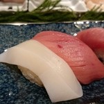 神田江戸ッ子寿司 - セットのイカとトロ