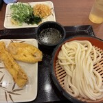 丸亀製麺 - 料理写真:ざるうどん・天ぷら・薬味