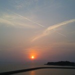 黎明 - 帰路にて日没と飛行機雲撮影Ｕ・ェ-Ｕ⌒☆Wink!
