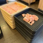 しゃぶ葉 - 料理写真:豚ロース5皿と鶏肉5皿