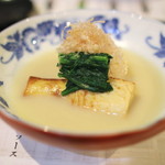 高田馬場日本酒研究所 - 海老真丈と筍の白味噌煮　(2015/04)