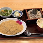金時 - カツ皿・冷そばセット1300円