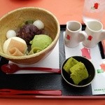 イノダコーヒ - 『産寧坂抹茶あんみつ』(1050円)！ほのかな抹茶の香り、味がして、清涼感を感じる美味しい抹茶あんみつ～♪(^o^)丿