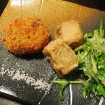 そば茶寮 澤正 - 揚げ物　春野菜のコロッケ　高野豆腐の蕎麦衣揚げ