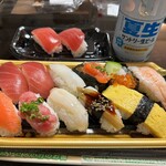 カスミ フードスクエア - 夕ご飯のお寿司をビール飲みながらいただきました♪