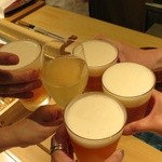 寿しの吉乃 - 参加者５名で乾杯〜♪
