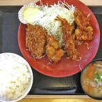 かつや - 料理写真:ミックスかつや定食(ご飯大盛)