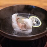 温石 - 2026.8 お椀（焼津産花鯛、冬瓜、芥子、吸い口に庭で採れた青柚子）