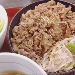 なか卯 - 料理写真:牛カルビ焼肉定食980円+お肉倍盛330円+ご飯大盛100円+味噌汁うどんに変更+100円=1510円(2026年8月)