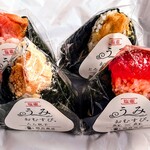 間宮塩蔵 直売所 - うみおむすび  (とろさば味噌粕漬け・紅鮭・たら親子・紅×紅)