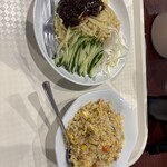 台湾料理 師記 - 料理写真:冷やしジャージャー麺と半チャーハンのセット990円