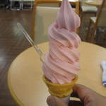 風月堂 - とちおとめソフトクリーム351円。いちご味が美味しい。