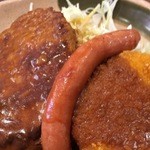 Ｓガスト - ハンバーグ＆コロッケ＆ソーセージ定食500円