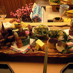 懐石料理 桝田 - 八寸：白子豆腐、二身ごぼう、モロコの甘露煮、氷魚等