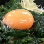 佐野SA・下り フードコート - 朝ラーメンセットのネギほうれん草卵かけご飯