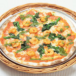 ピッツェリア - エビと菜の花のトマトクリームピッツァ