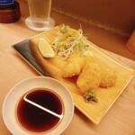 割烹 白鷹 - 鱧のフライをイカリウースターソースでいただきます