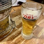 炭火焼ホルモンたつや - 生ビール