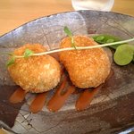 カフェ ソラノキ - 今週のオーガニックランチ（メイン02、そら豆のコロッケ）です