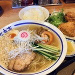 三宝亭 - 料理写真:エソだし冷やしらーめん(夏季限定)&若鶏の唐揚げセット