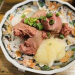 にしだ場 - 料理写真:新商品 レバ刺し380円 低温調理。今回は苦味がでててちょっと残念だった。。。