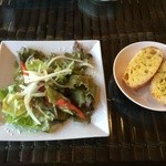 季逢庵 - 201505 季逢庵　★お肉セット（1100円）★サラダ・ガーリックトースト