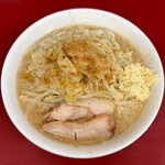ラーメン二郎 - 料理写真:ラーメン100%・お茶漬けの粉・ニンニク・アブラ