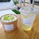 kashiwa - メロンとオレンジのカップショートケーキ、はちみつレモンスカッシュ