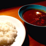 未来カレー こりす - チキンのカシミールカレー（エクストラホット：880円）。具によって若干値段が変わります。それとエクストラホットにしたのでレギュラーのもの+100円。