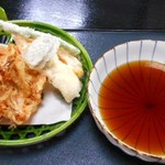 泉州新ばし - 期間限定　泉州名物えびじゃこ＆静岡駿河ブランド桜えびのかきあげ天ぶっかけそば　野菜天３種付のワガママバージョン