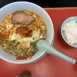 ラーメン山岡家 - 旨辛スタミナラーメンと半ライスセット