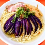 ラーメン ヒバリ - 料理写真:冷やし茄子焼浸しラーメン 塩 大盛 (限定)