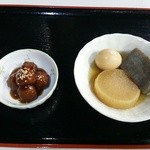 平田食事センター - 肉団子とおでん（玉子・大根・蒟蒻）