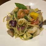 ビストロ ルヴェール - ブラックタイガーバジルソースパスタ