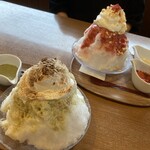 ココス - 料理写真:「純氷ふわふわかき氷　ドバイチョコ」＆「純氷ふわふわかき氷いちご」