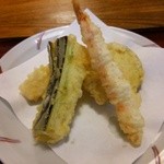 Tempura Fusou - [ランチ]　一皿目　なす、いか、海老、さつまいも