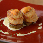 Large scallops topped with salted sea urchin