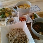 Seigetsu - 鴨せいろに、前菜三種盛、天ぷら盛り合わせとミニカツ丼