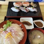 的野水産 - 真鯛丼 1000円
握り寿司(5貫) 600円
