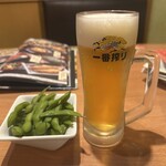 魚民 - 生ビール　お通し