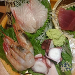 魚民 - 「お造り５種盛り」　１，２９４円　＋　深夜料金５％