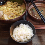 麺屋奥村 - 味玉つけ麺、半ライス