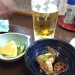 千里十里 - お通し、鯛のあら煮。鯛のタイも入ってました(^_^)v