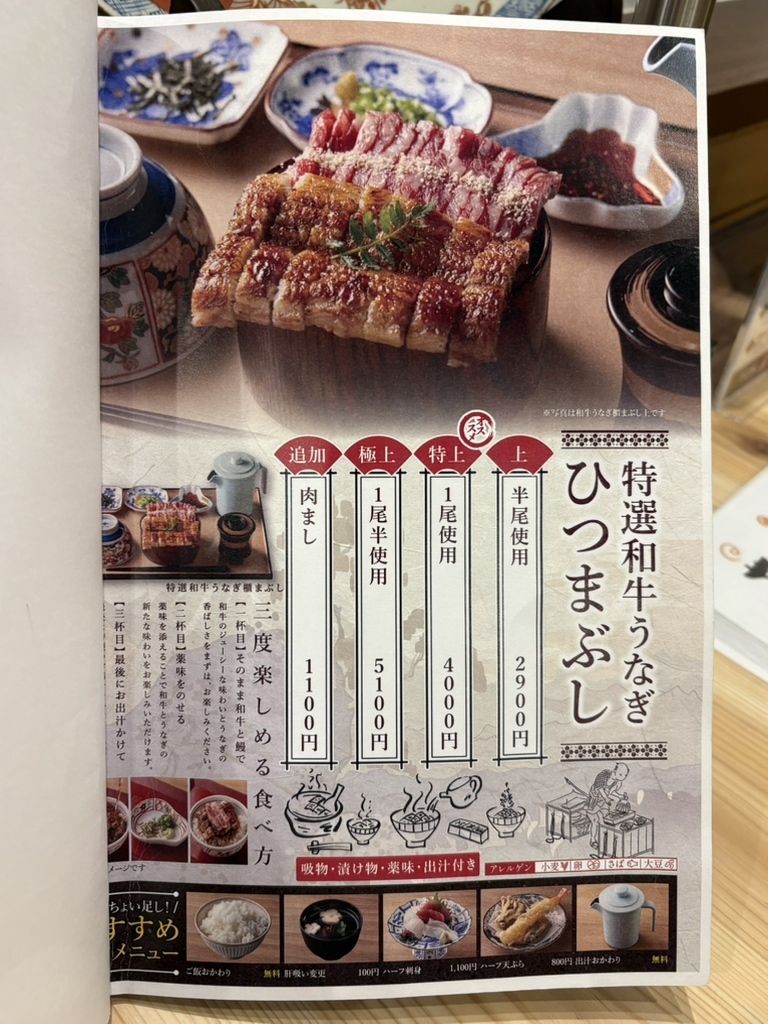 うなぎ ふじさん メニュー