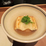 日本料理 晴山 - 煮物は淡路の穴子です。上には菜の花。出汁には裏ごしした葛が薄く入ってます。