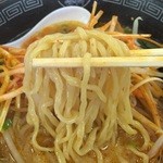 Ramen Senka - ネギ味噌ラーメン　麺アップ