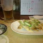 Yume Futatabi Gokai - アスパラの豚巻き天、ビールに合います