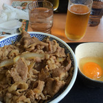 吉野家 - 牛丼大盛り&玉&モルツ